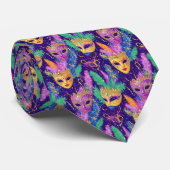 Mardi Gras Kleurenmaskers Stropdas (Opgerold)