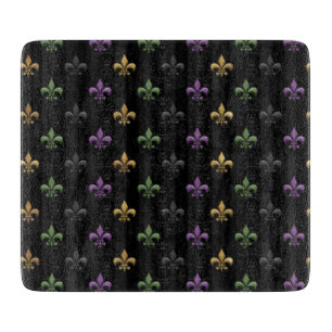 Mardi Gras Kleurrijke Fleur De Lis Donkere Vertica Snijplank