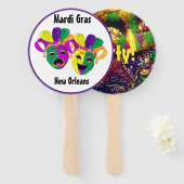Mardi Gras Kleurrijke Party Favor Hand Fan Handwaaier (Voorkant en achterkant)