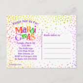 Mardi Gras Kleurrijke Typografie Party Uitnodiging Briefkaart (Achterkant)
