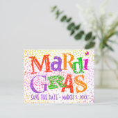 Mardi Gras Kleurrijke Typografie Party Uitnodiging Briefkaart (Staand voorkant)