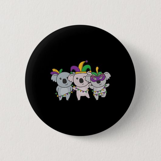 Mardi Gras Koala Carnaval Kostuum Ronde Button 5,7 Cm (Voorkant)