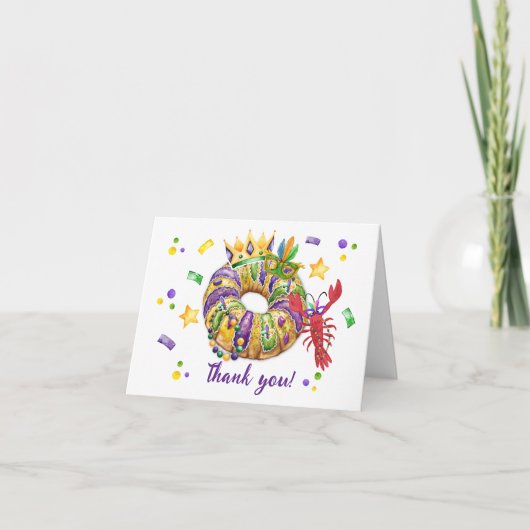 Mardi Gras Koning Boy Vouw Dankkaart Bedankkaart (Voorkant)
