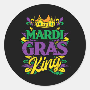 Mardi Gras Koning Kroon Grappig Mardi Gras Carnava Ronde Sticker