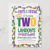 Mardi Gras Koning Tweede Uitnodiging Verjaardag (Voorkant)