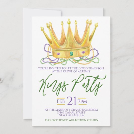 Mardi Gras Koningen Party Uitnodiging (Voorkant)