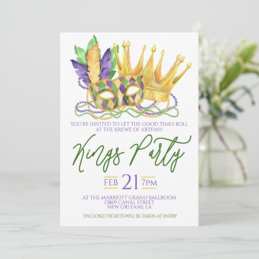 Mardi Gras Koningen Party Uitnodiging (Staand voorkant)