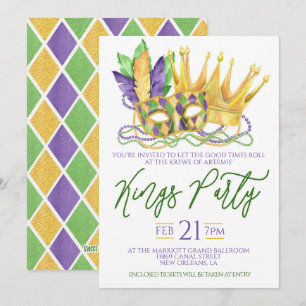 Mardi Gras Koningen Party Uitnodiging