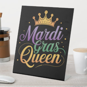 Mardi Gras Koningin Optocht Kostuum Feest  Reclamebord Met Voetstuk