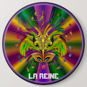 Mardi Gras Koningin Style 3 de Nota's Plse van het Ronde Button 6,0 Cm