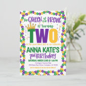 Mardi Gras Koningin Tweede Uitnodiging Verjaardag (Staand voorkant)