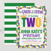 Mardi Gras Koningin Tweede Uitnodiging Verjaardag (Voorkant / Achterkant)