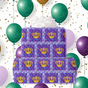 Mardi Gras Koningskroon Paarse Carnaval Cadeaupapier