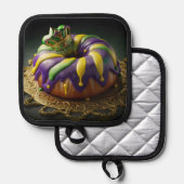 Mardi Gras koningstaart met kroon Pannenlap (Voorkant / Achterkant)