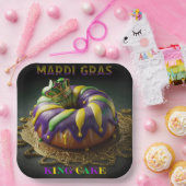 Mardi Gras koningstaart met kroon Papieren Bordje (Feest)