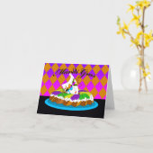 Mardi Gras, koningstaart met masker Kaart (Gele Bloem)