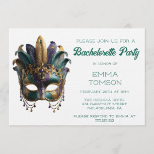 Mardi Gras Koninklijke Veer Masker Bachelorette Fe Kaart