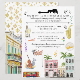 Mardi Gras Koppel Bruiloft Feest Uitnodiging