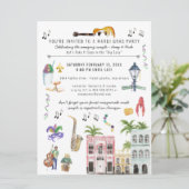 Mardi Gras Koppel Bruiloft Feest Uitnodiging (Staand voorkant)