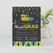 Mardi Gras Koppel Bruiloft Feest Uitnodiging (Staand voorkant)
