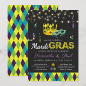 Mardi Gras Koppel Bruiloft Feest Uitnodiging (Voorkant / Achterkant)