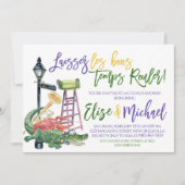 Mardi Gras Koppel Bruiloftsuitnodiging Kaart (Voorkant)