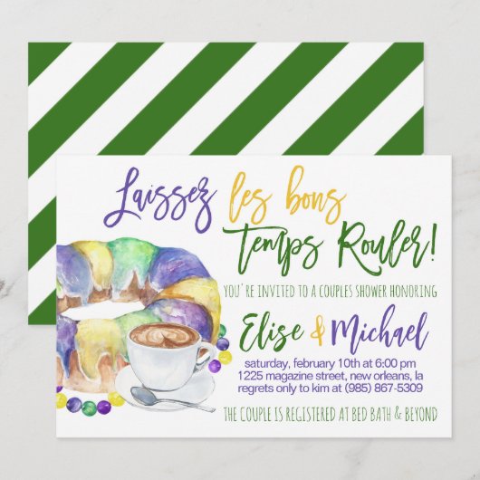 Mardi Gras Koppels Douche Uitnodiging (Voorkant / Achterkant)