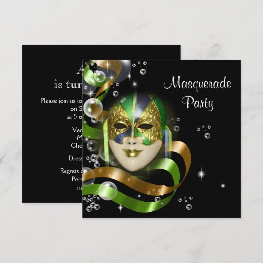 Mardi Gras kostuum mask PERSONALIZE Kaart (Voorkant / Achterkant)