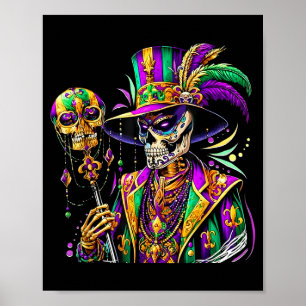 Mardi Gras-kostuum suiker schedel carnaval New Orl Poster
