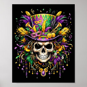 Mardi Gras-kostuum suiker schedel carnaval New Orl Poster
