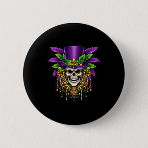 Mardi gras kostuum suiker schedel carnaval new orl ronde button 5,7 cm