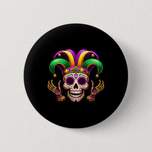 Mardi Gras kostuum Suiker Schedel Carnaval Party M Ronde Button 5,7 Cm