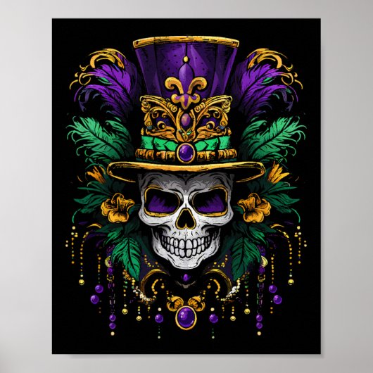 Mardi Gras Kostuum Suiker Skull Carnaval Feest Man Poster (Voorkant)