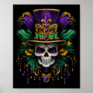 Mardi Gras Kostuum Suiker Skull Carnaval Feest Man Poster