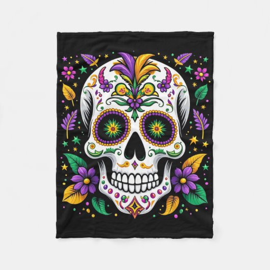 Mardi Gras-kostuum Suiker Skull Carnaval New Orlea Fleece Deken (Voorkant)