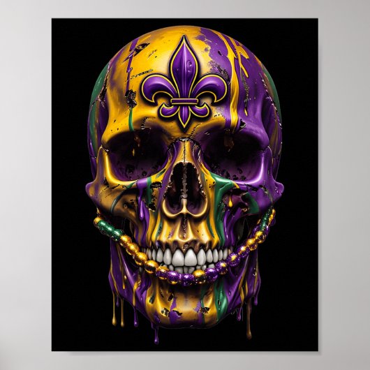 Mardi Gras Kostuum Suikerschedel Carnaval Hallowee Poster (Voorkant)