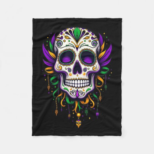 Mardi Gras Kostuum Suikerschedel Carnaval New Orle Fleece Deken (Voorkant)