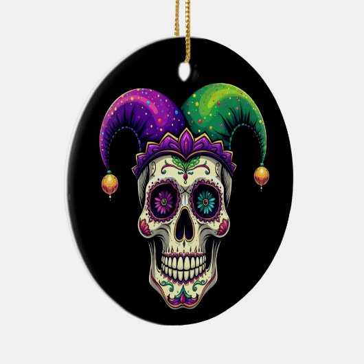 Mardi Gras Kostuum Suikerschedel Carnaval New Orle Keramisch Ornament (Rechts)