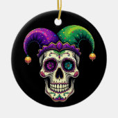 Mardi Gras Kostuum Suikerschedel Carnaval New Orle Keramisch Ornament (Voorkant)