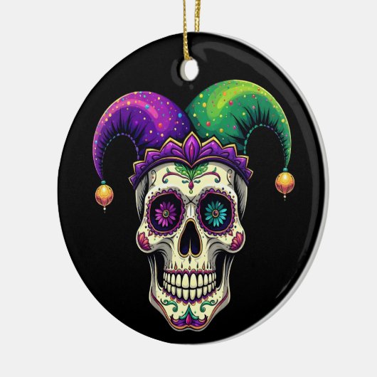 Mardi Gras Kostuum Suikerschedel Carnaval New Orle Keramisch Ornament (Links)