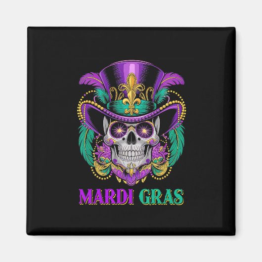 Mardi Gras Kostuum Suikerschedel Carnaval New Orle Magneet (Voorkant)