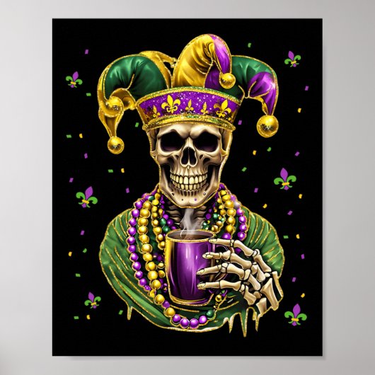 Mardi Gras Kostuum Suikerschedel Carnaval New Orle Poster (Voorkant)