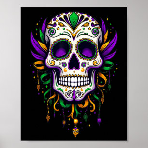 Mardi Gras Kostuum Suikerschedel Carnaval New Orle Poster