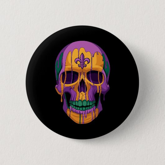 Mardi Gras Kostuum Suikerschedel Carnaval New Orle Ronde Button 5,7 Cm (Voorkant)