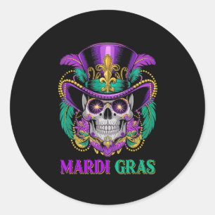 Mardi Gras Kostuum Suikerschedel Carnaval New Orle Ronde Sticker