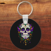 Mardi Gras Kostuum Suikerschedel Carnaval New Orle Sleutelhanger (Voorkant)