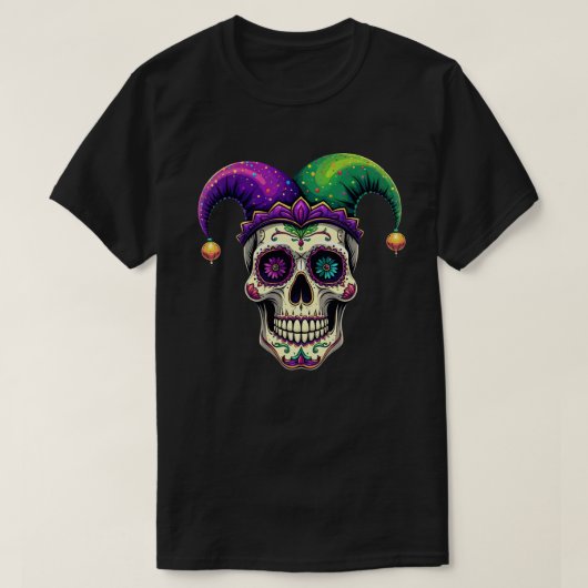 Mardi Gras Kostuum Suikerschedel Carnaval New Orle T-shirt (Design voorkant)