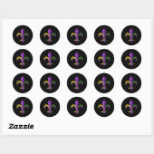 Mardi Gras Kostuumkleding -  Fleur De Lis Ronde Sticker (Vel)