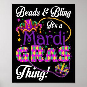Mardi Gras-kralen en Bling-kralen Masker Veren Nar Poster