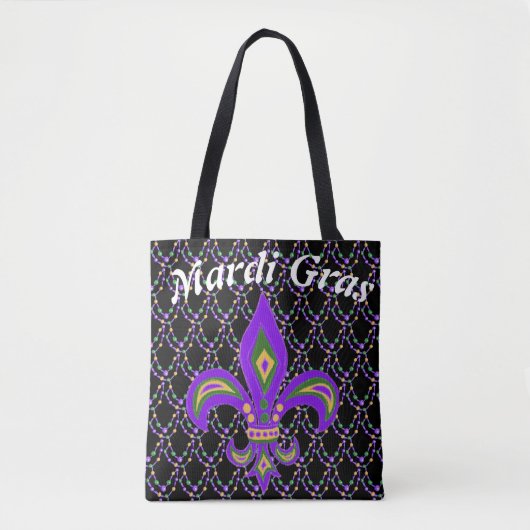Mardi gras kralen en Fleur de Lis Tote Bag (Voorkant)